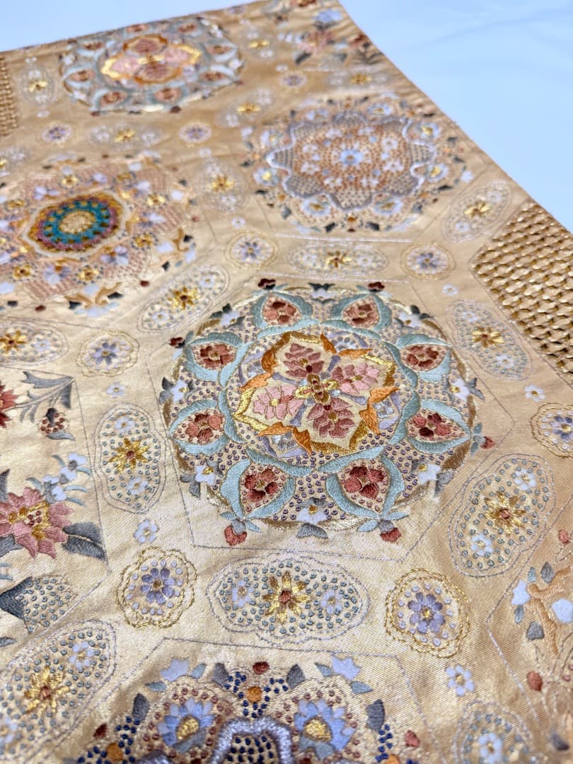 高級 袋帯 正絹 六通柄 汕頭刺繍 相良刺繍 蘇州刺繍 ゴールド 約120万円
