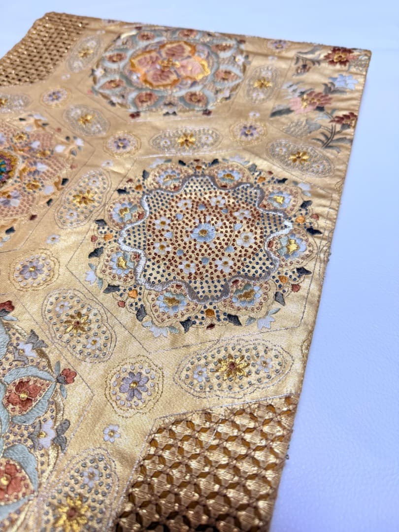高級 袋帯 正絹 六通柄 汕頭刺繍 相良刺繍 蘇州刺繍 ゴールド 約120万円