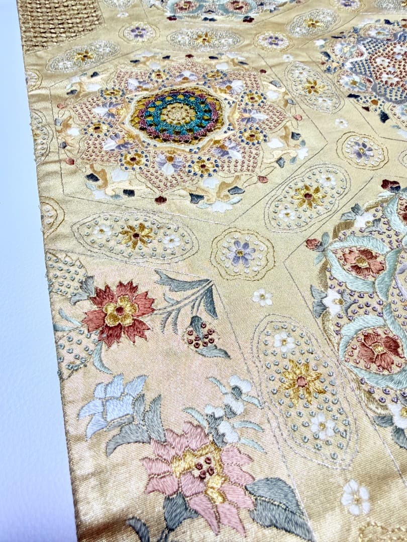 高級 袋帯 正絹 六通柄 汕頭刺繍 相良刺繍 蘇州刺繍 ゴールド 約120万円