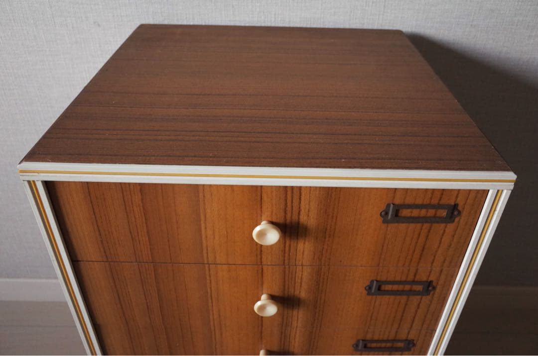 昭和レトロ　小引き出し　6段　スモールチェスト　アンティーク家具　文具収納　木目