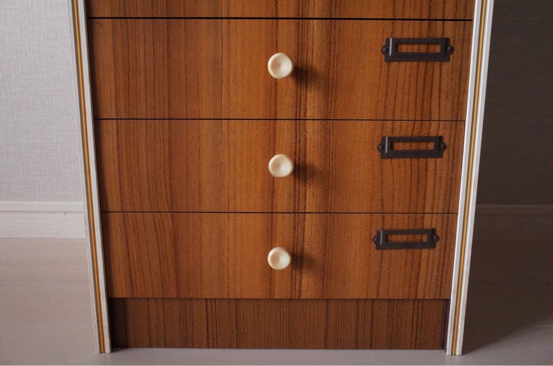 昭和レトロ　小引き出し　6段　スモールチェスト　アンティーク家具　文具収納　木目