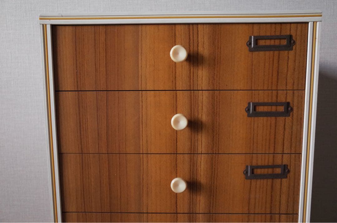 昭和レトロ　小引き出し　6段　スモールチェスト　アンティーク家具　文具収納　木目