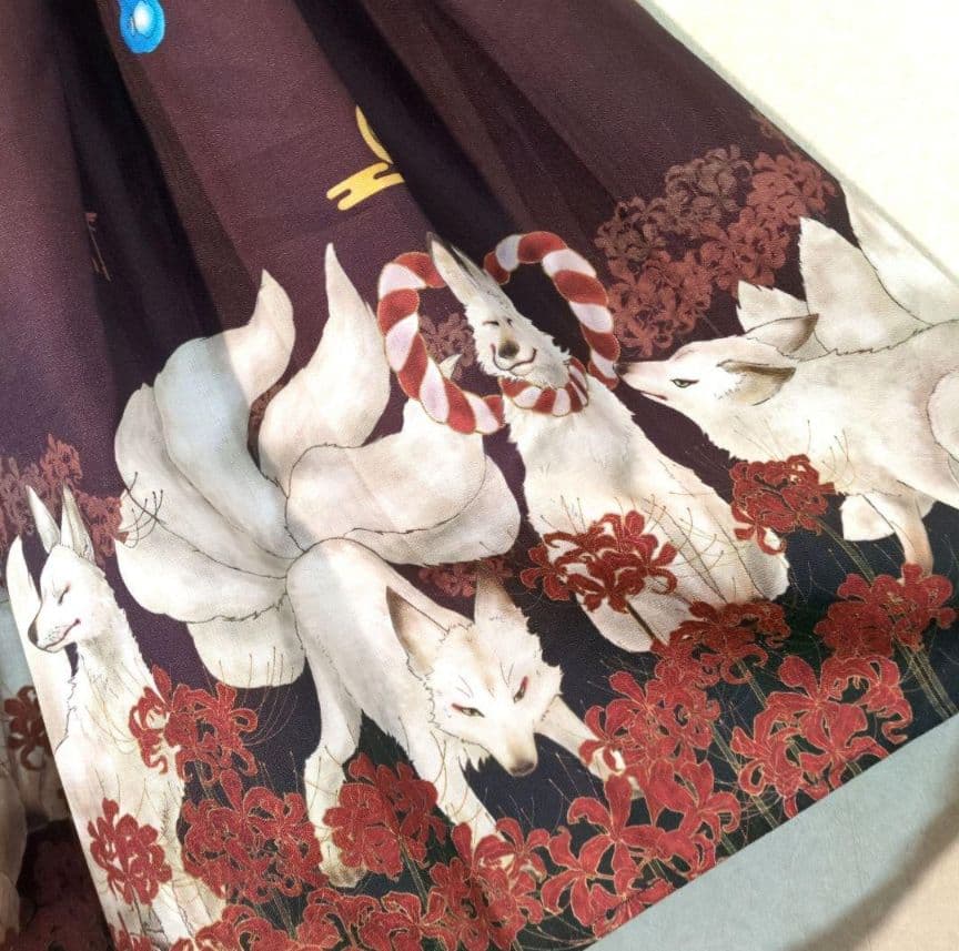 axes femme kawaii　彼岸の白狐会柄ジャンパースカートセット