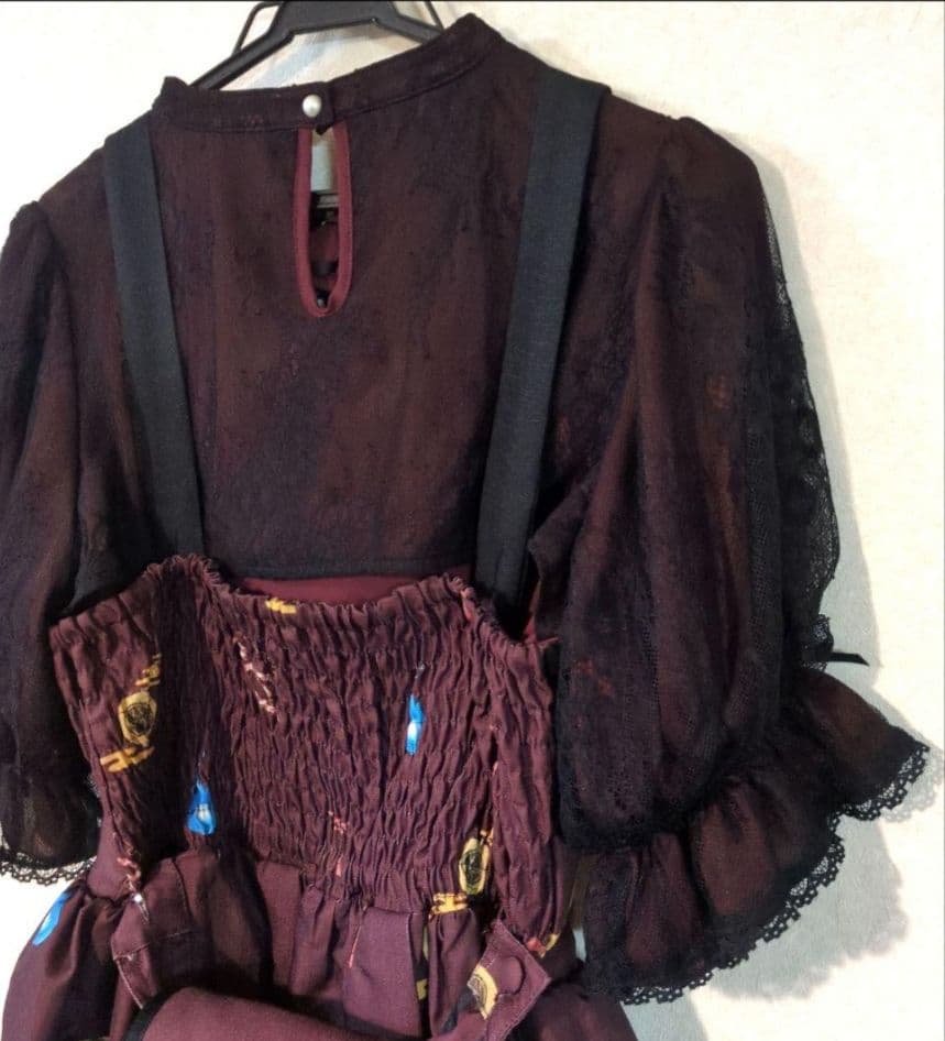 axes femme kawaii　彼岸の白狐会柄ジャンパースカートセット