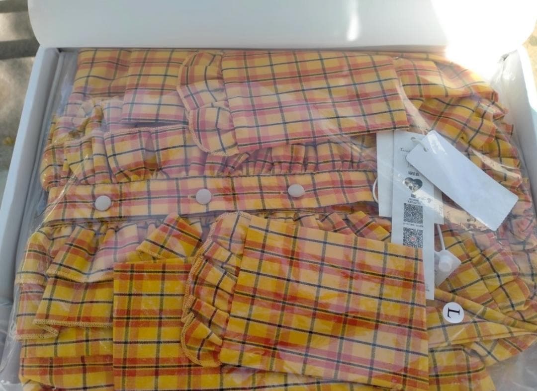 「即納」CATCOCOONクラシカルドール 長袖 セットアップ イエローチェック