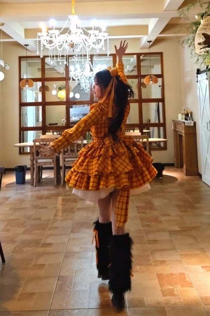 「即納」CATCOCOONクラシカルドール 長袖 セットアップ イエローチェック