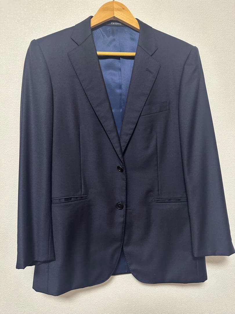 【着用3回極美品】TROJAN ロロピアーナSuper130 A4 濃紺　日本製