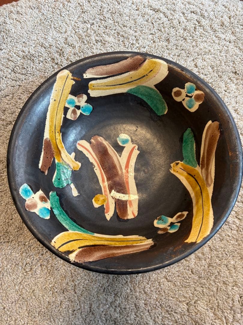 多色模様の陶器の鉢　陶芸作家 加山晴子