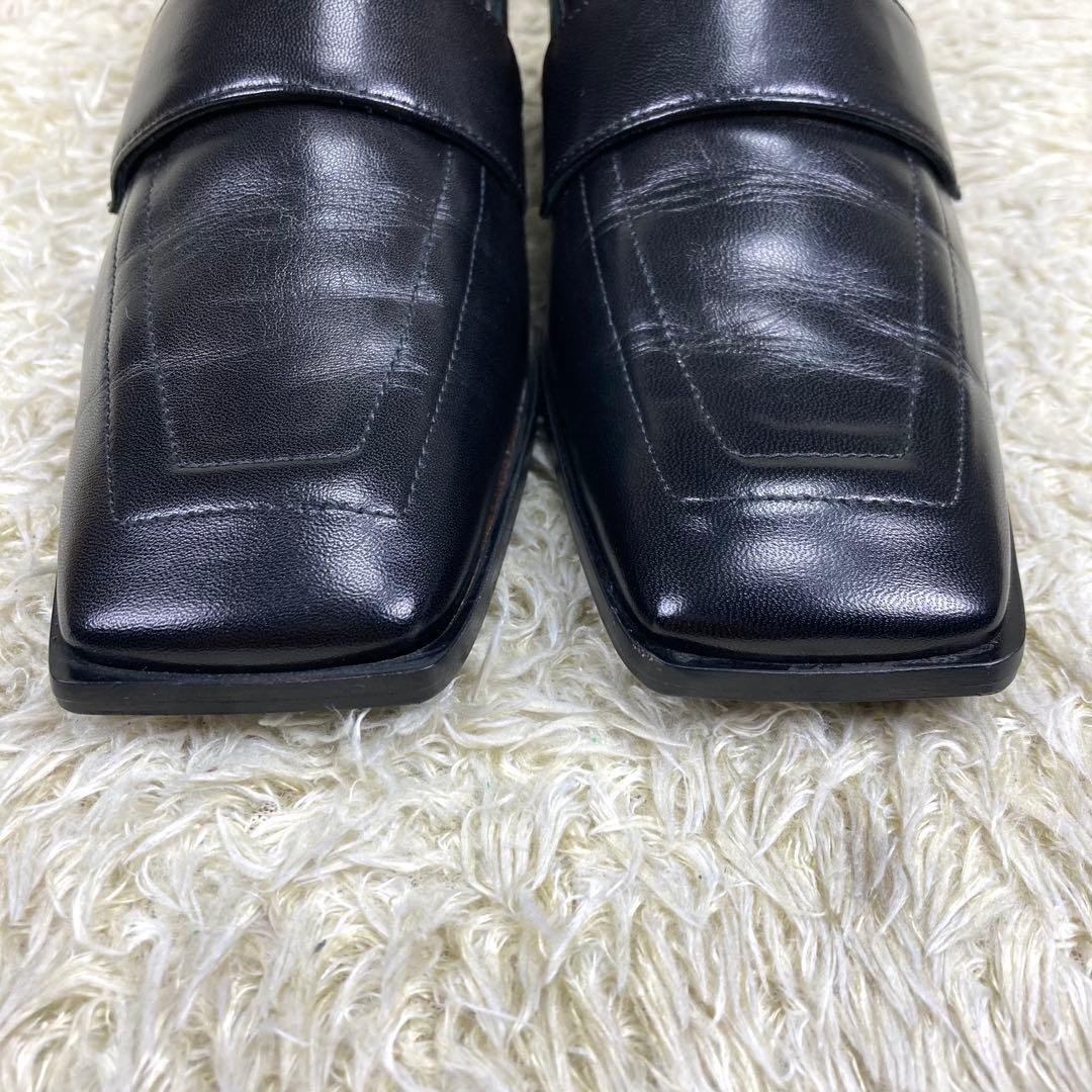 『未使用級』ファビオルスコーニ ローファー スクエアトゥ ブラック レザー 37