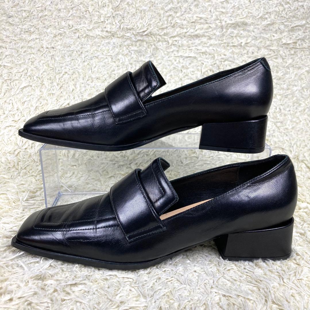 『未使用級』ファビオルスコーニ ローファー スクエアトゥ ブラック レザー 37