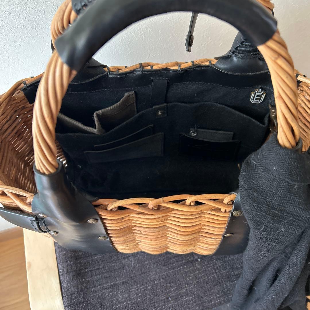 エバゴス　ラタンとレザーのカゴバッグ