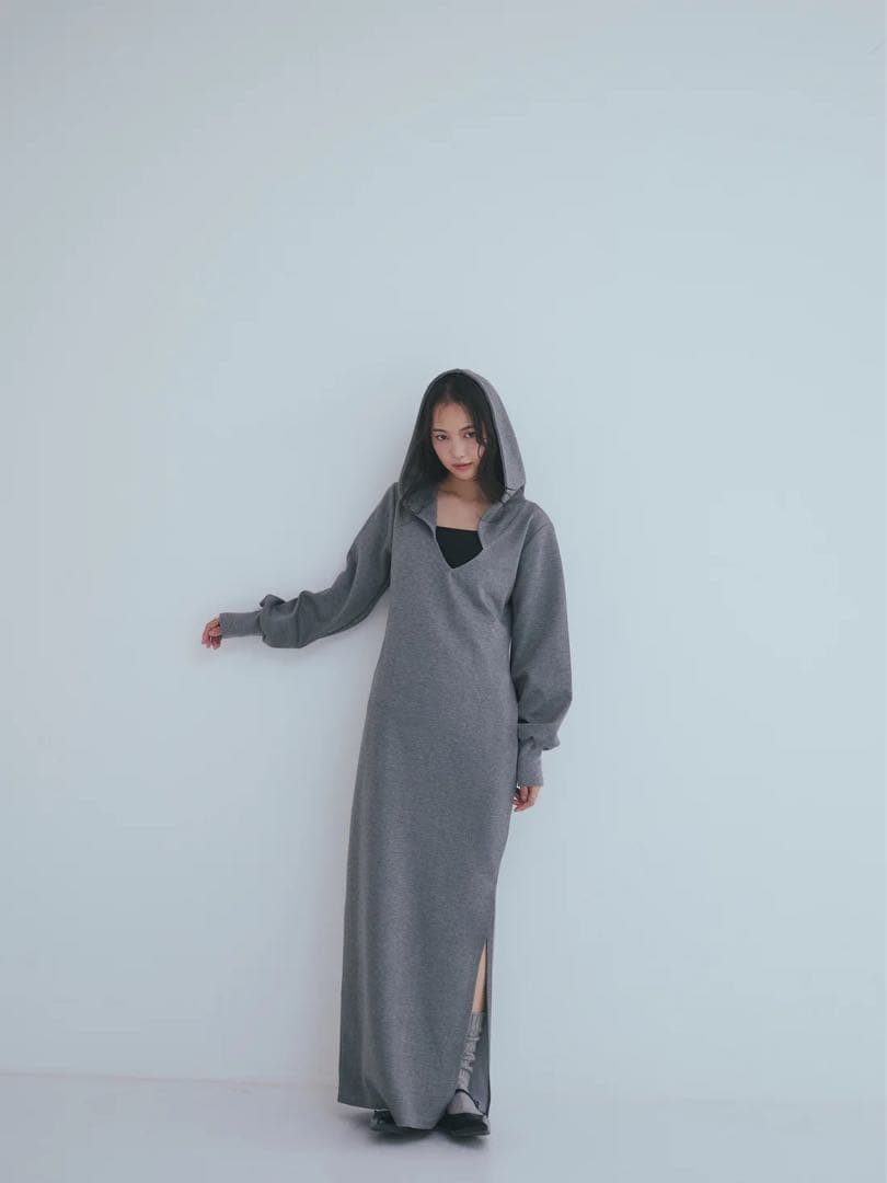 ワンピース Andequal sweat hoodie lady one-piece