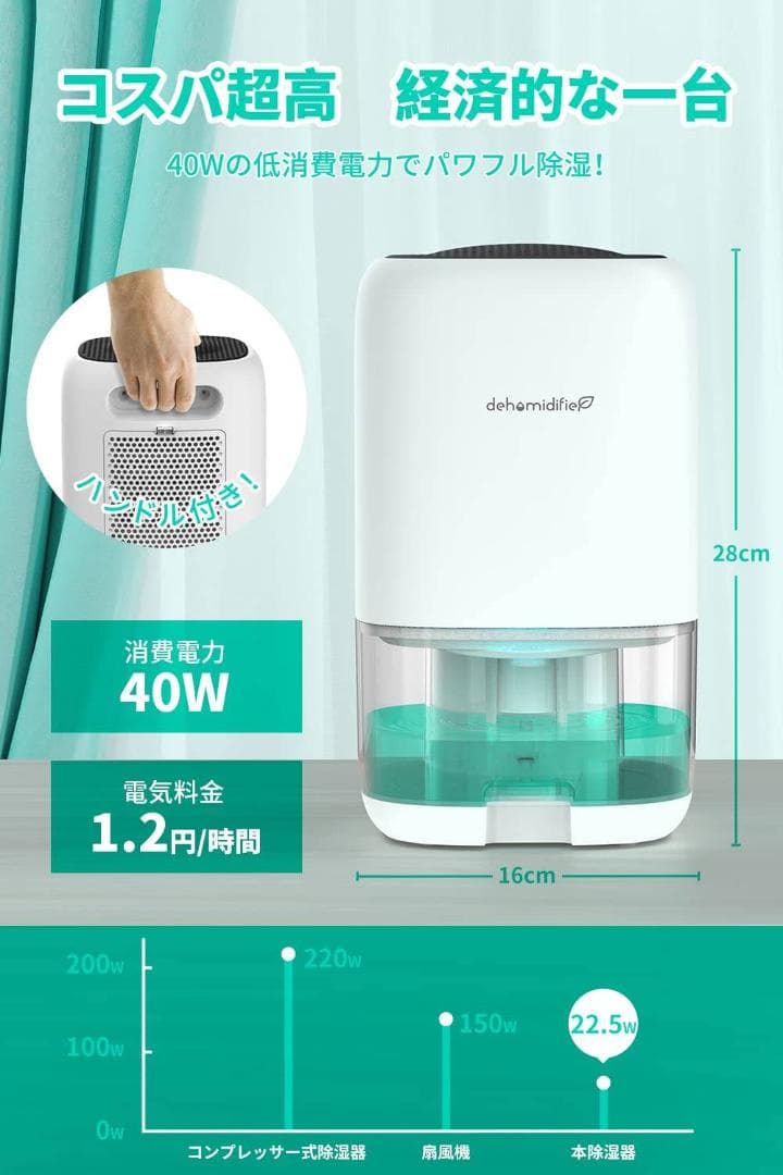 小型除湿器 強力除湿 大容量 ペルチェ式