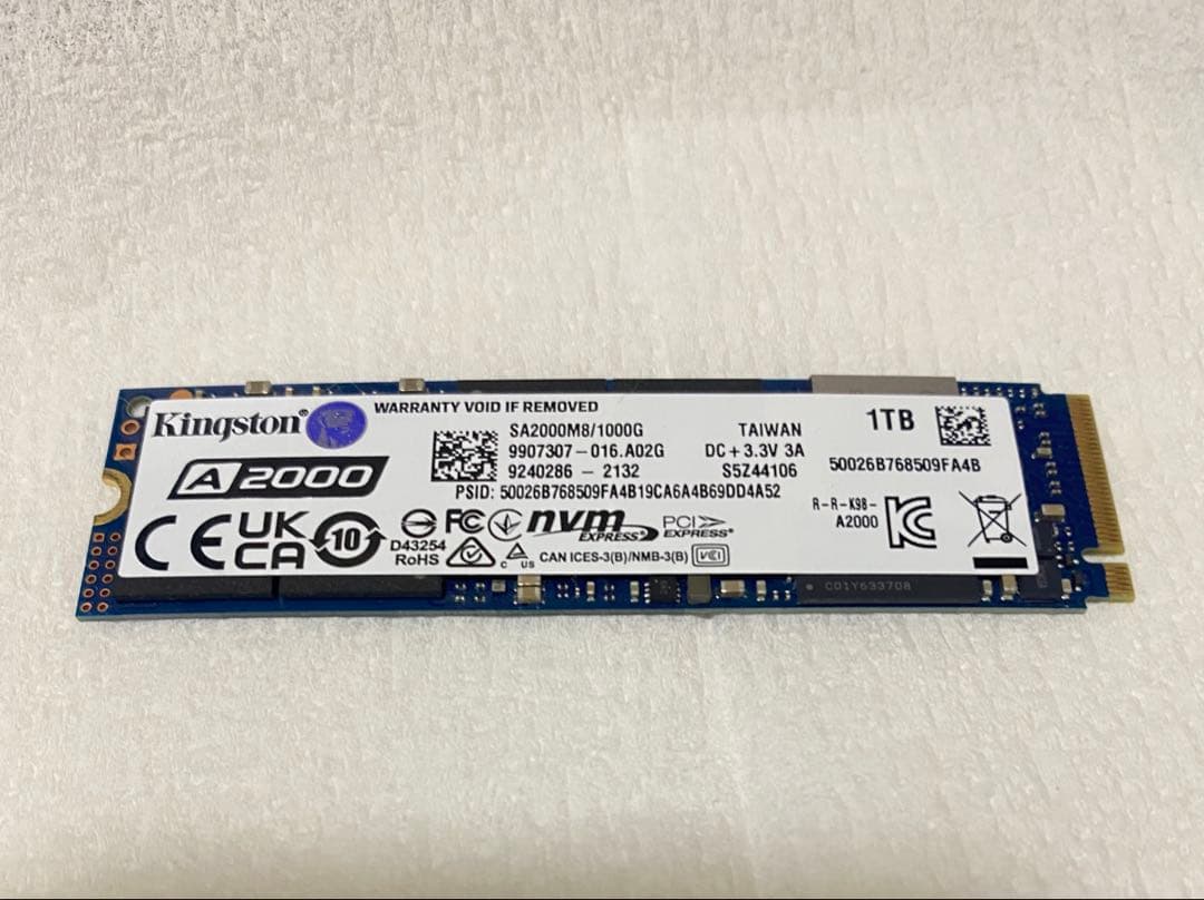F*I様 正常動作品Kingston A2000 1TB NVMe SSD