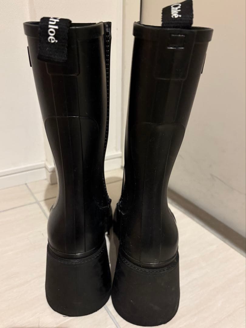 Chloé ブラックラバー長靴 ヒール付き　38