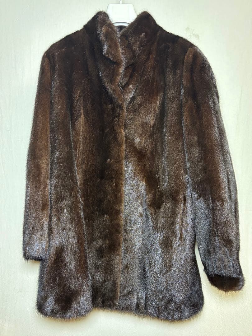 リアルファー ミンクコート ダークブラウン 毛皮 サガミンク相当