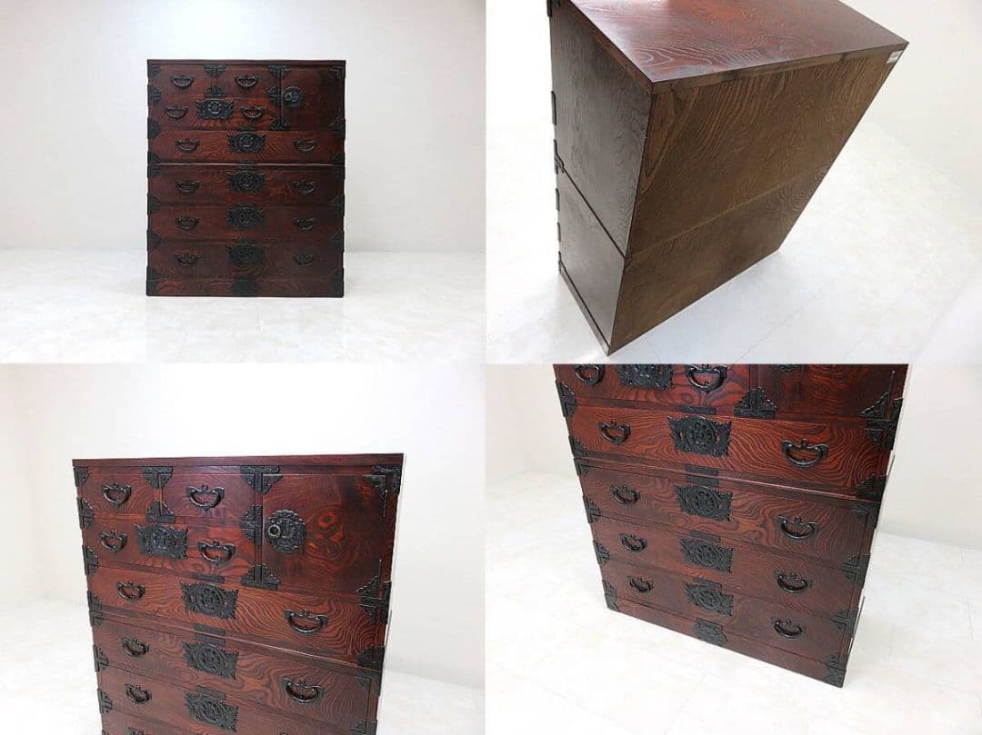 美品　伝統工芸　岩谷堂箪笥 整理箪笥 ケヤキ材欅材　拭き漆仕上げ 和箪笥　鍵付き