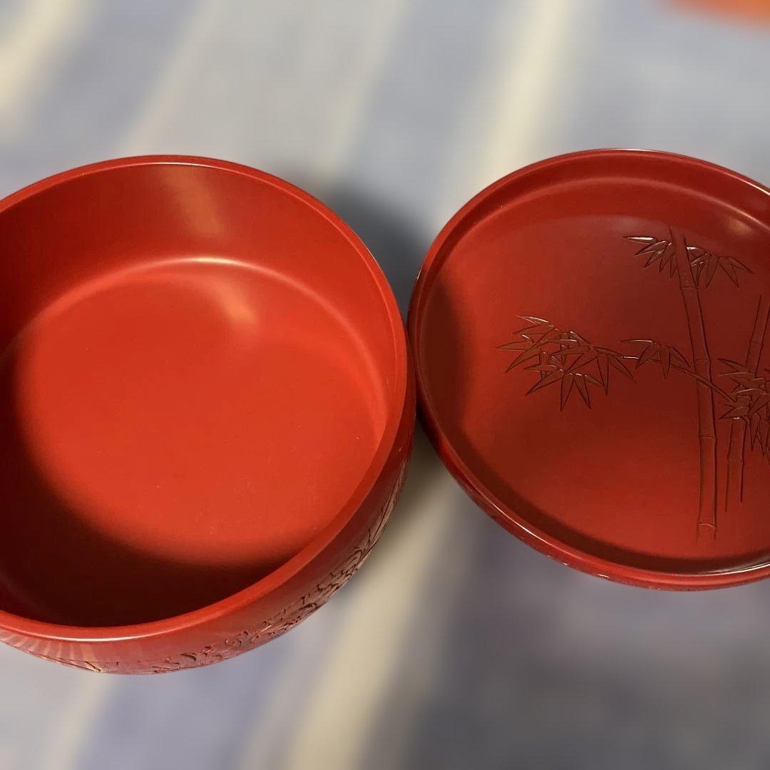 漆塗り茶櫃　村上木彫堆朱　川村庚堂作