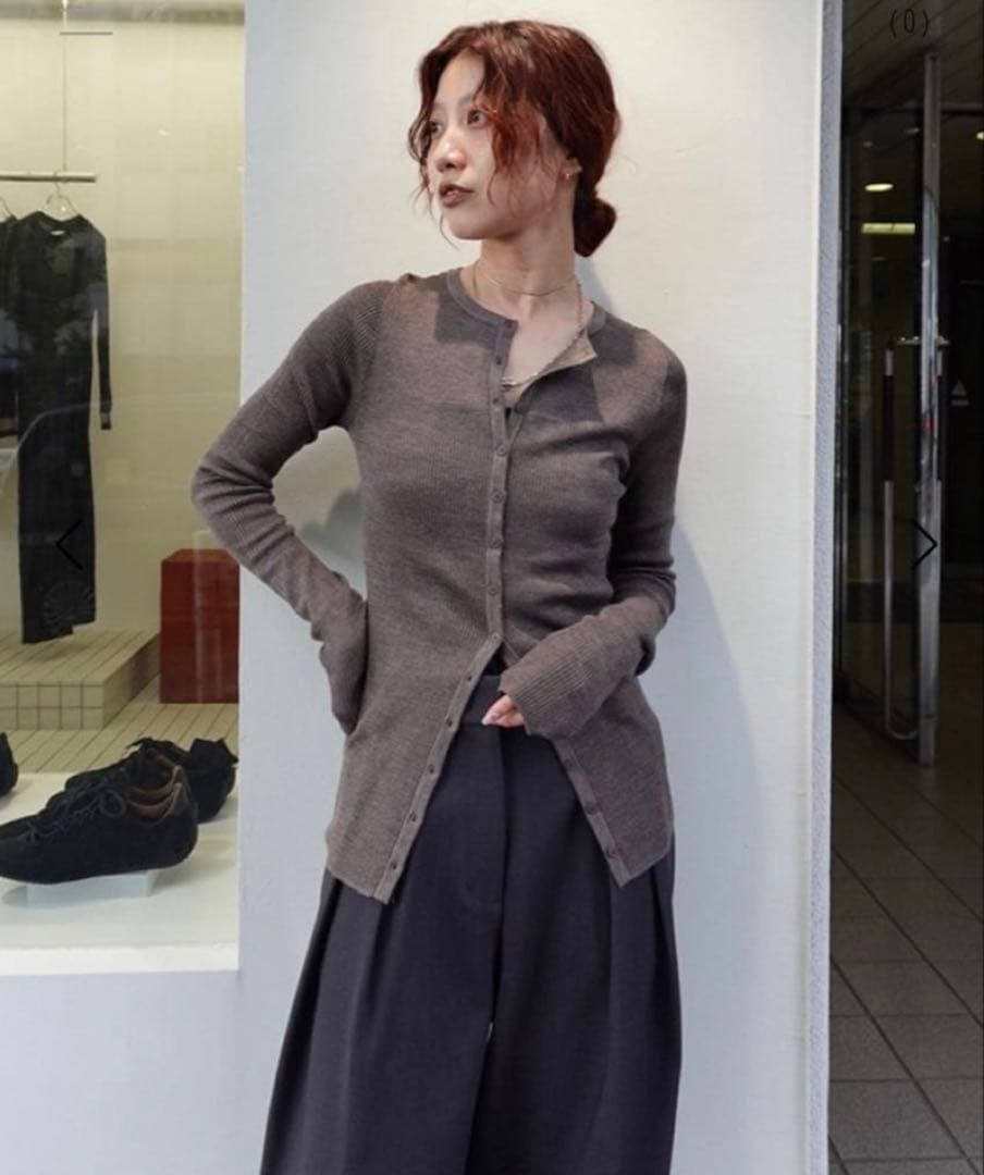 トゥデイフル Silkwool Knit Cardigan モカ