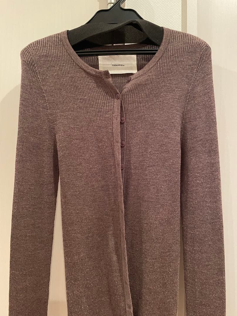 トゥデイフル Silkwool Knit Cardigan モカ