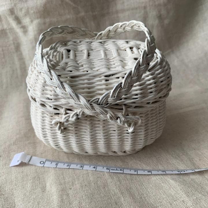 ドールパニエ　ミニ　バスケット　人形用　フランスアンティーク　ホワイトシャビー