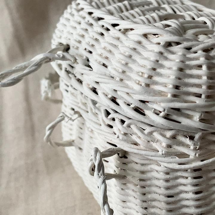 ドールパニエ　ミニ　バスケット　人形用　フランスアンティーク　ホワイトシャビー