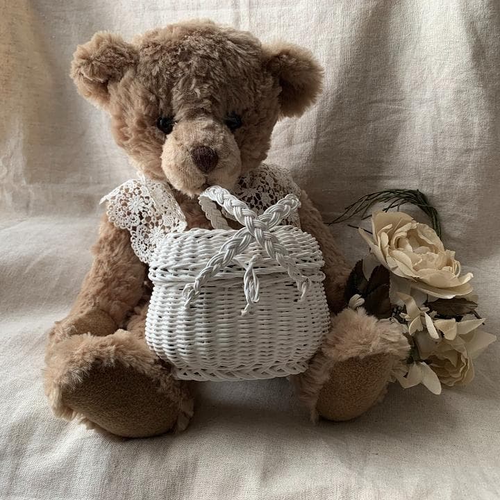 ドールパニエ　ミニ　バスケット　人形用　フランスアンティーク　ホワイトシャビー