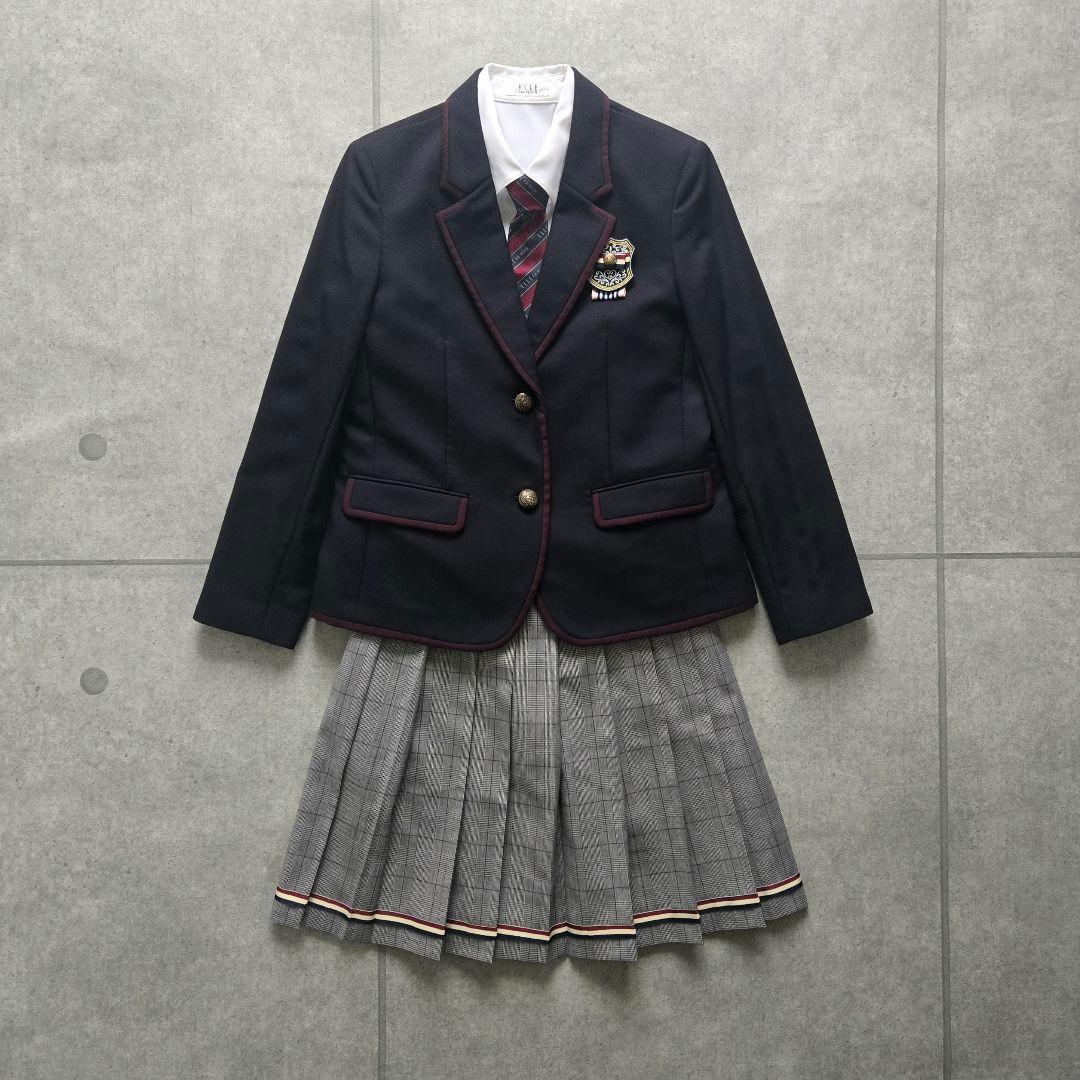 美品 エル 卒服 卒業式 160 フォーマルスーツ　ネイビー グレンチェック