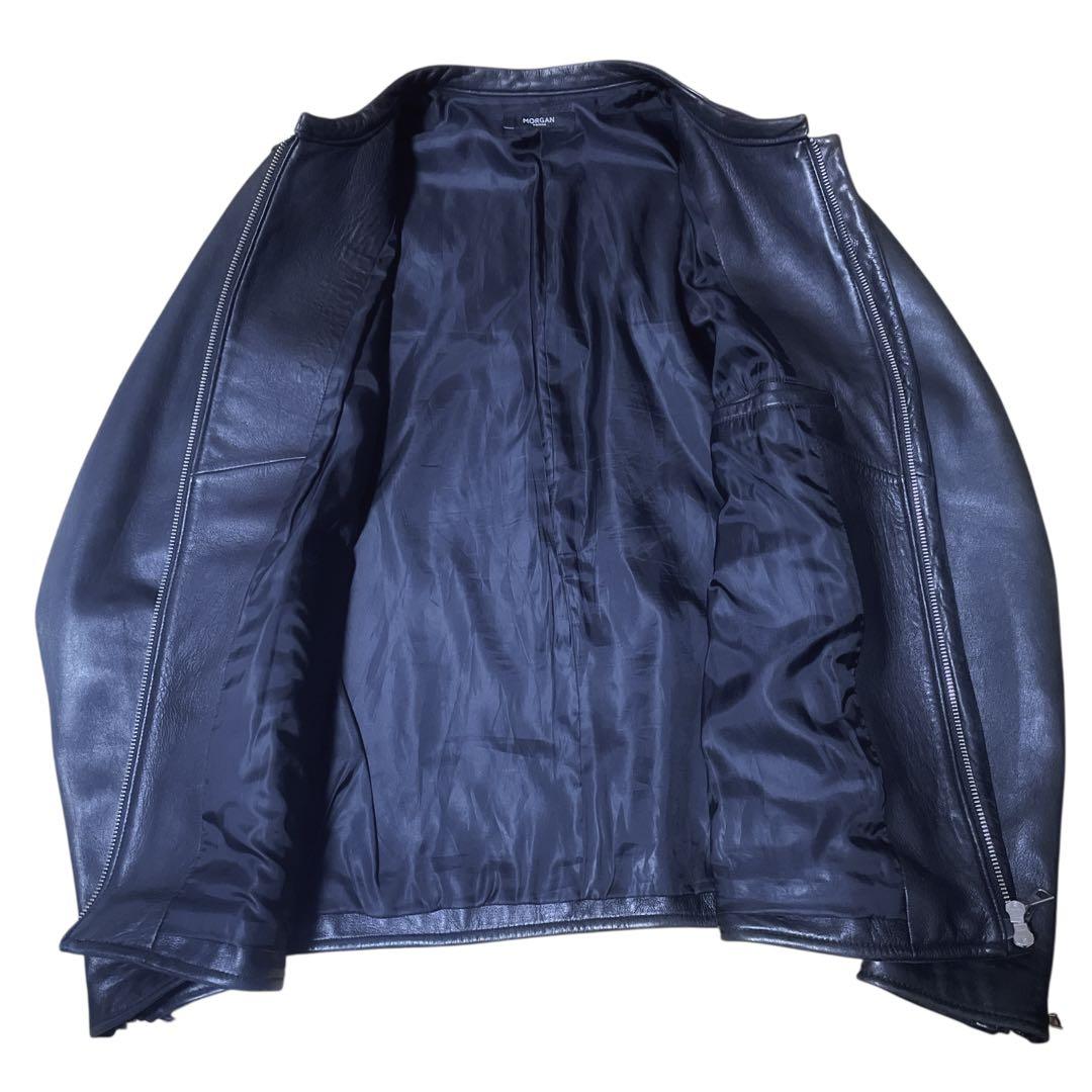 【美品】MORGAN HOMME シングルライダースジャケット 羊革 XL
