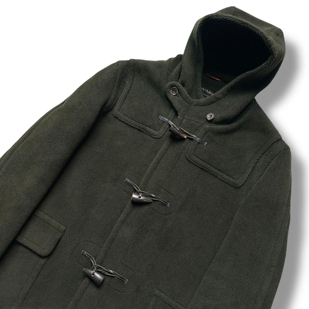 美品 モンゴメリー ムーアブルック ダッフルコート ヘリンボーン 緑 英国製