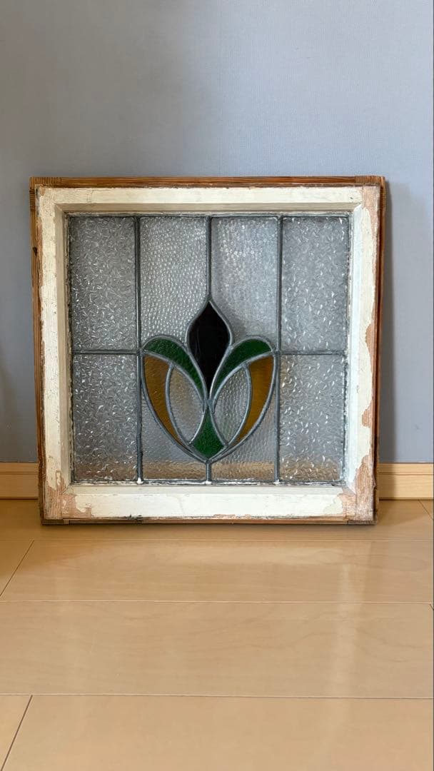 イギリスアンティーク ステンドグラス 窓枠 アンティーク　シャビーシック