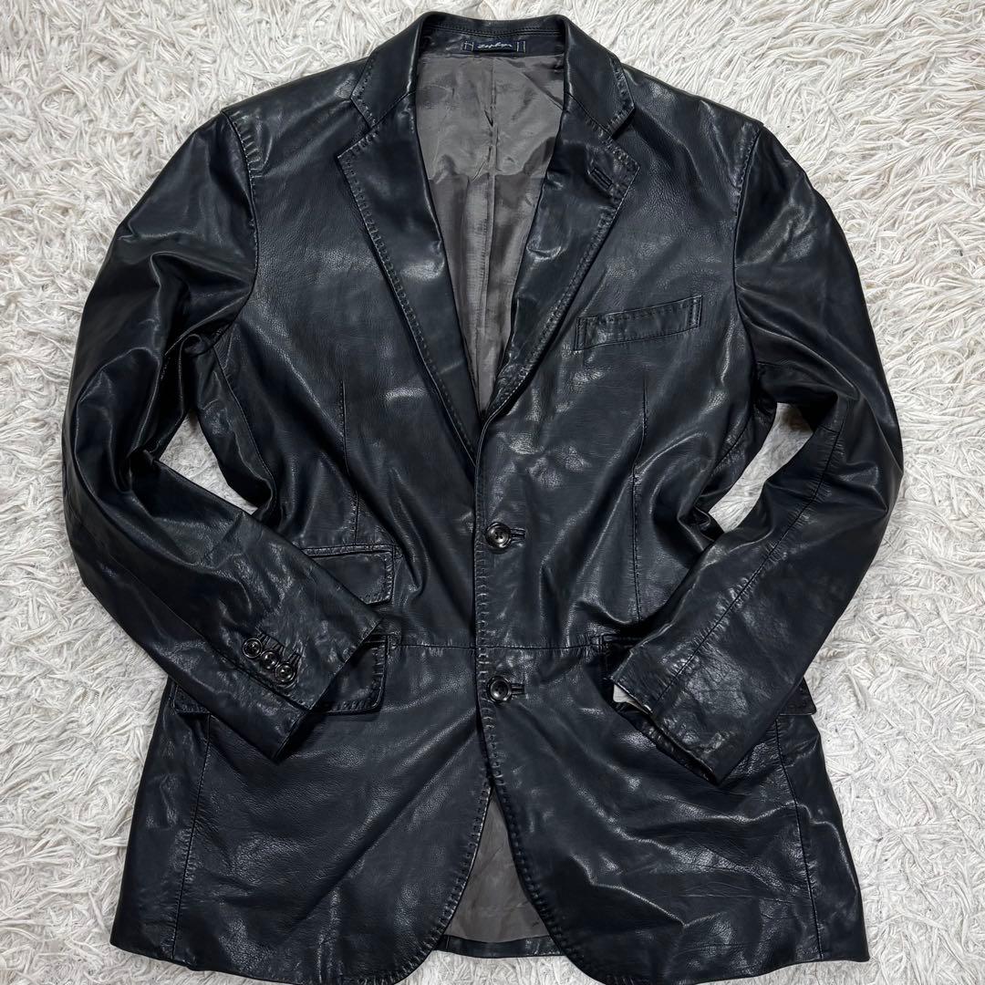 DURBAN ダーバン　カウレザー　テーラードジャケット　ブラック　M