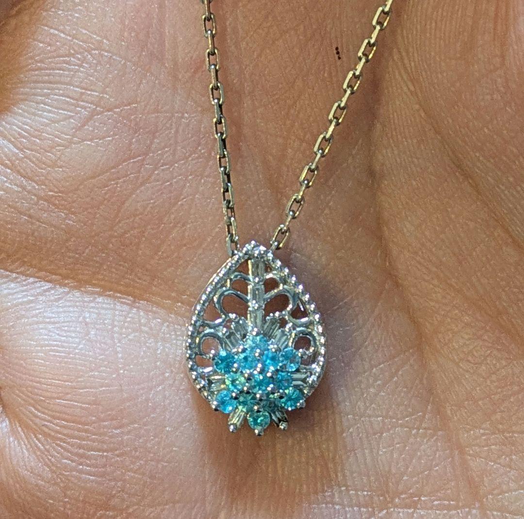 み*ち様 K18WG パライバトルマリン0.13ct ネックレストップ
