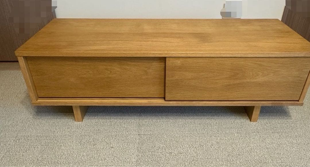 無印良品　【廃盤】テレビ台　オーク材AVラック薄型（引戸）・幅110cm