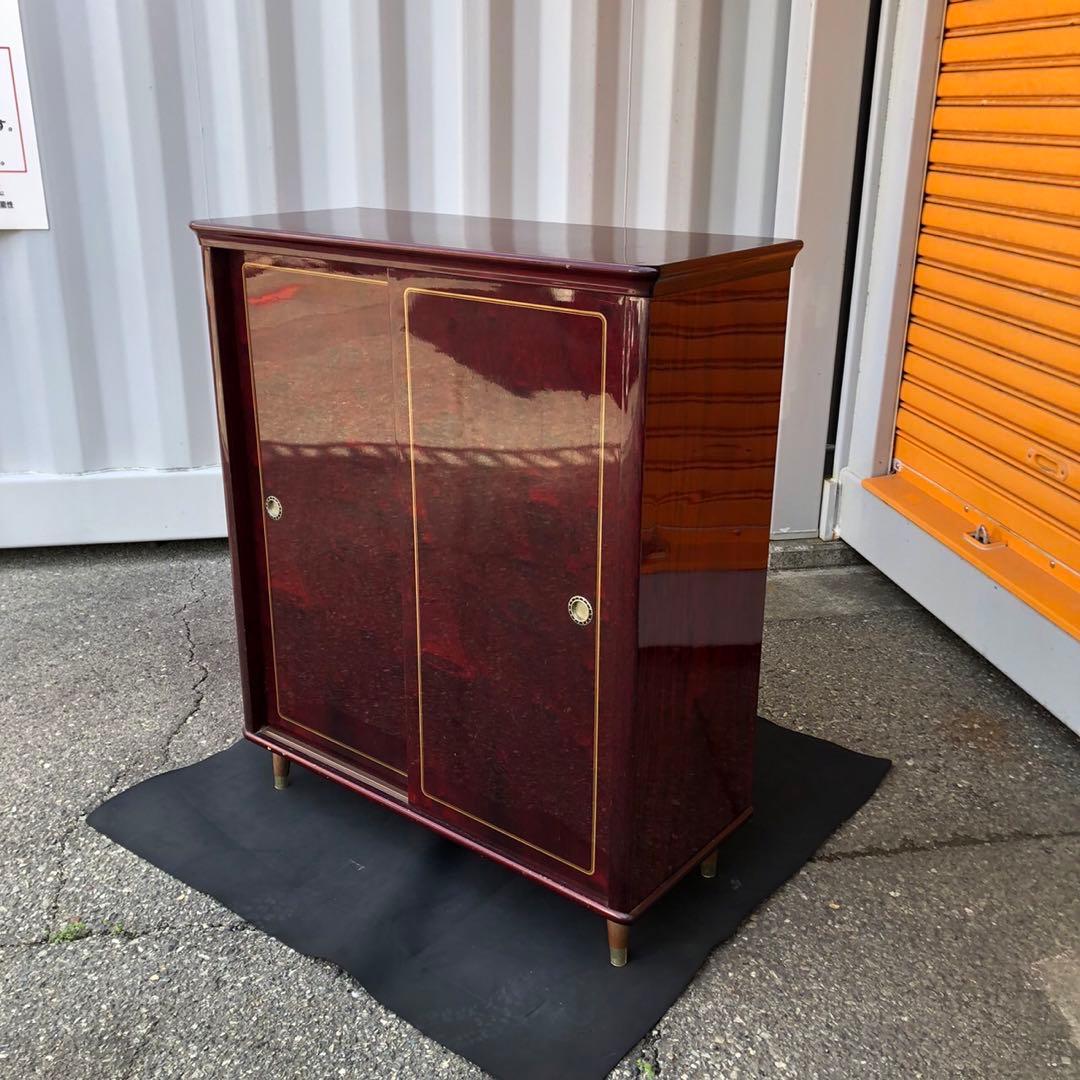 アンティーク　マホガニー　下駄箱　ワインレッド木製収納キャビネット