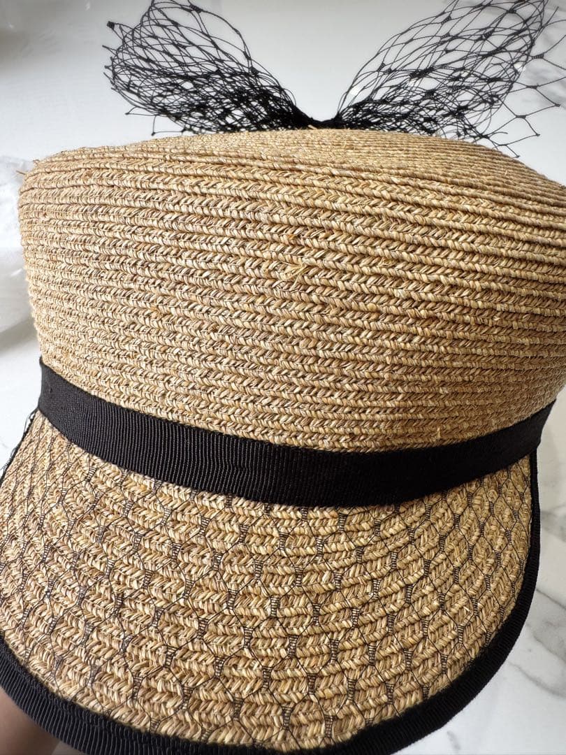 専用です♡ HIAND リボン付きキャスケット ベージュ　麦わら　オシャレ　希少