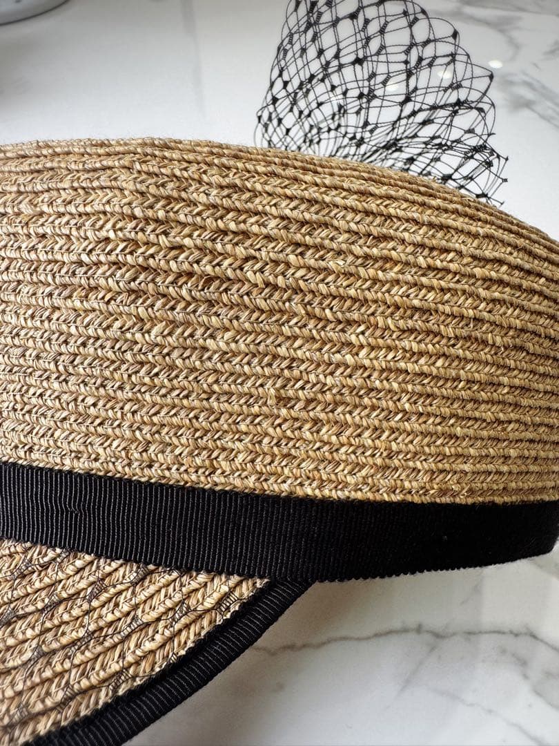 専用です♡ HIAND リボン付きキャスケット ベージュ　麦わら　オシャレ　希少
