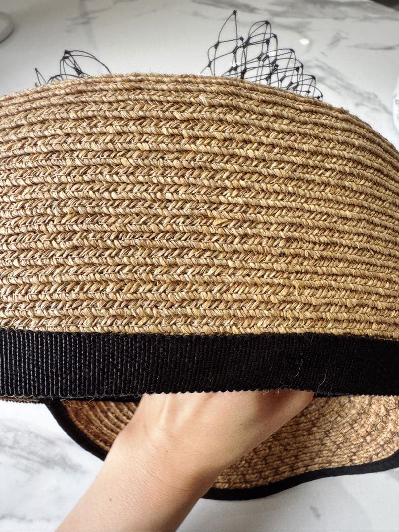 専用です♡ HIAND リボン付きキャスケット ベージュ　麦わら　オシャレ　希少