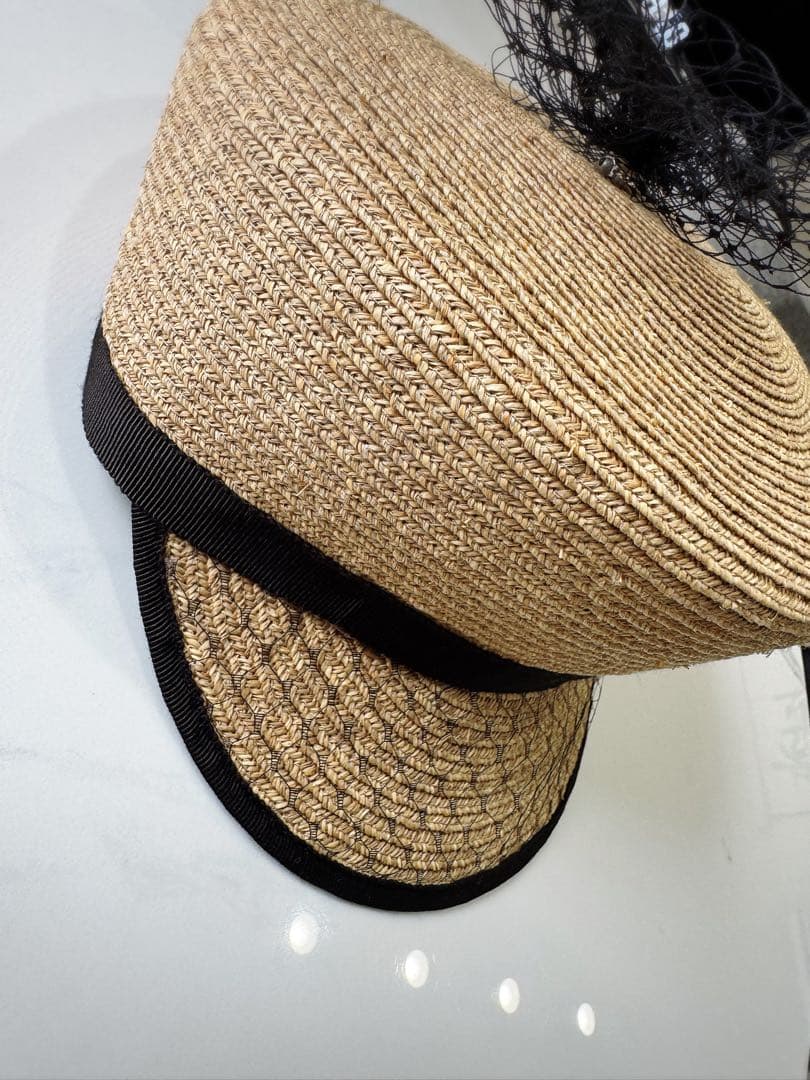 専用です♡ HIAND リボン付きキャスケット ベージュ　麦わら　オシャレ　希少