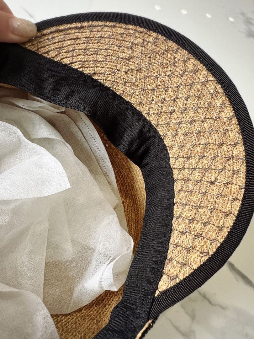 専用です♡ HIAND リボン付きキャスケット ベージュ　麦わら　オシャレ　希少