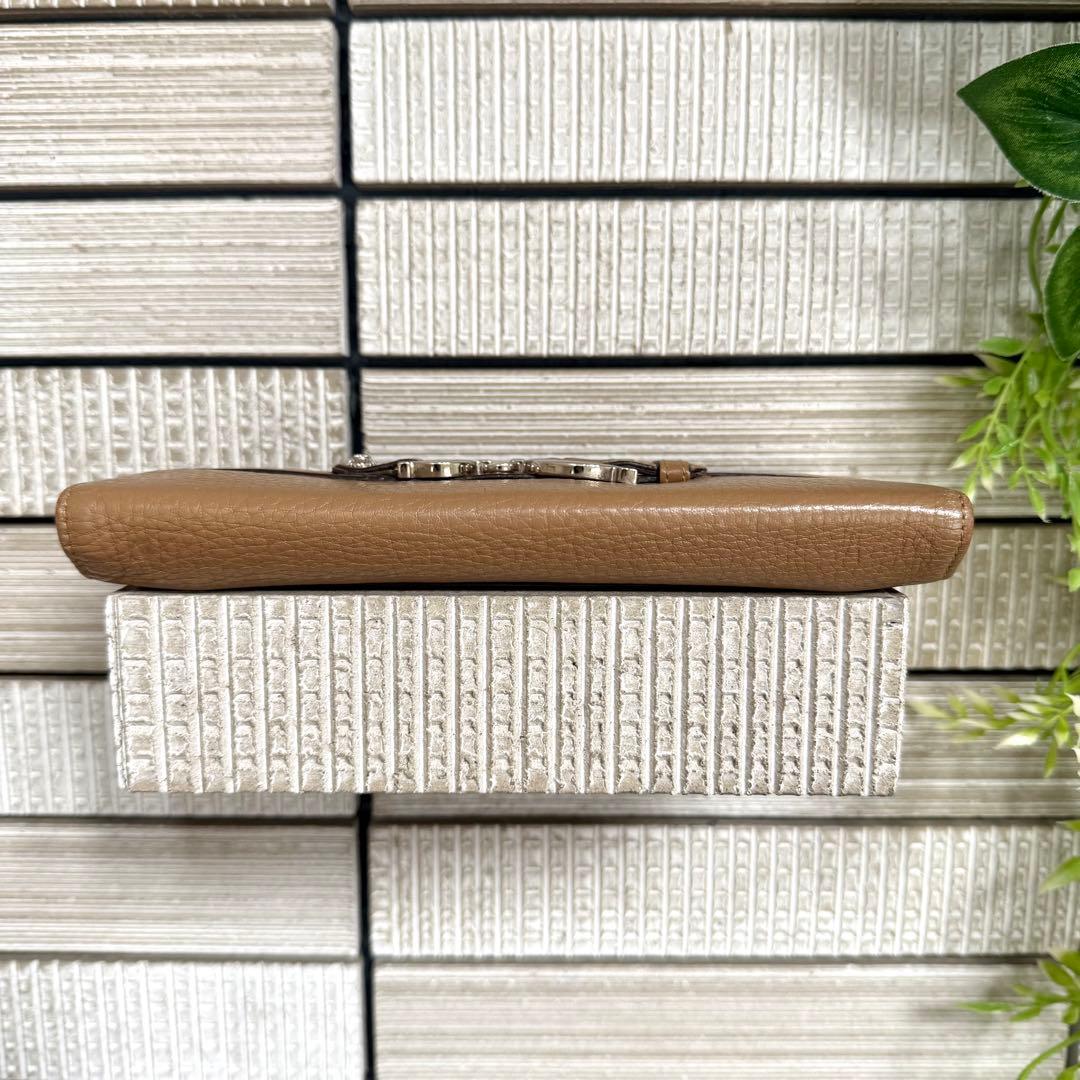 【高級】 サルヴァトーレ フェラガモ レザー 長財布 ブラウン ガンチーニ 金具