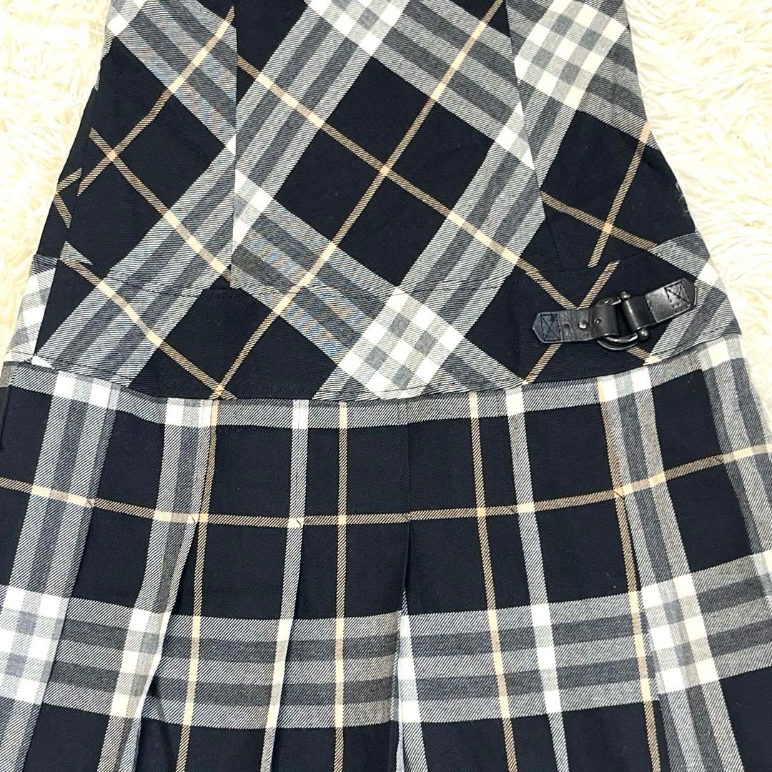 バーバリーブルーレーベル　プリーツワンピース 36 ノバチェック　パフスリーブ