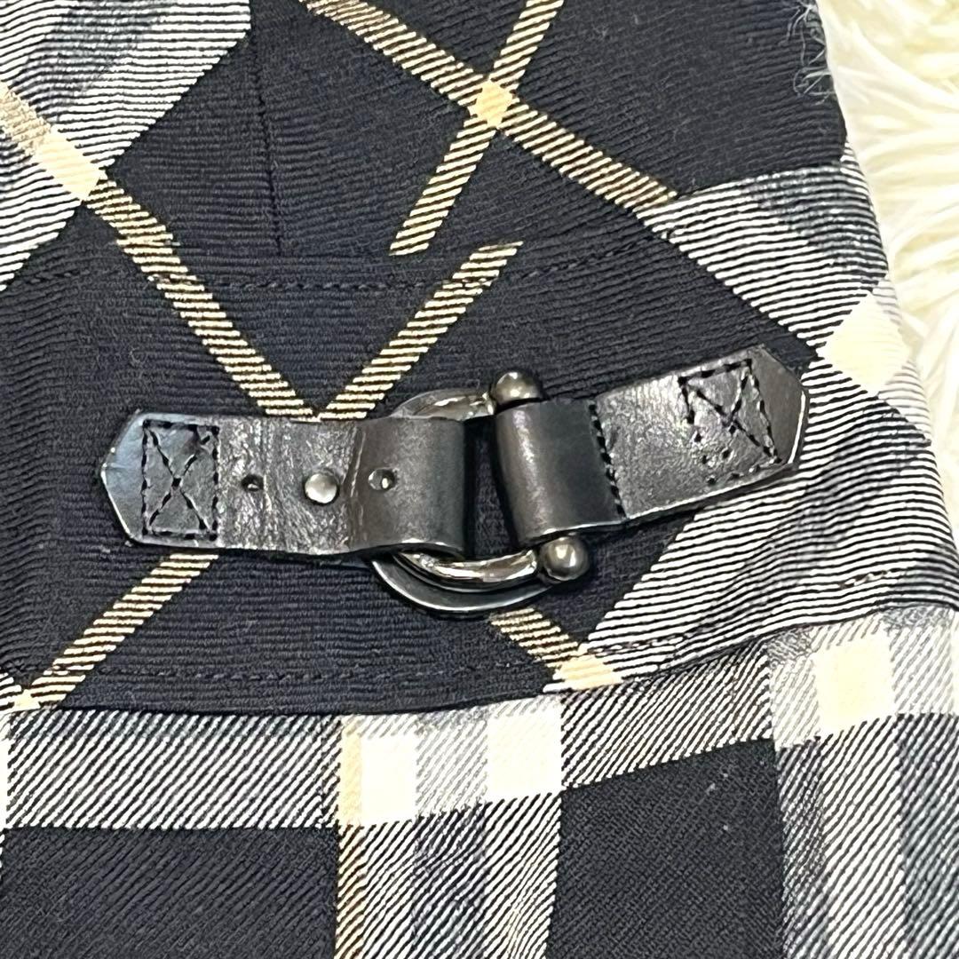 バーバリーブルーレーベル　プリーツワンピース 36 ノバチェック　パフスリーブ