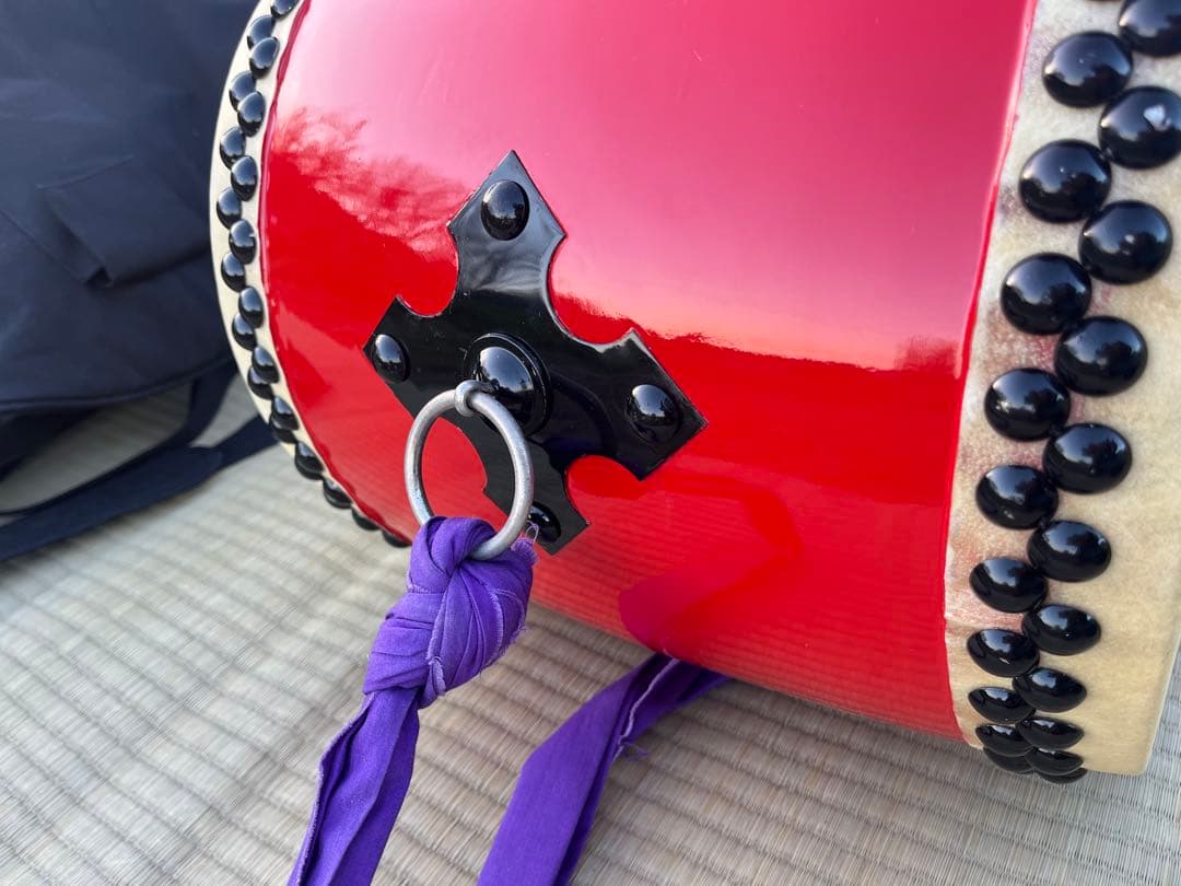 エイサー太鼓 大太鼓 本皮張り30cm ケース付き 中古美品