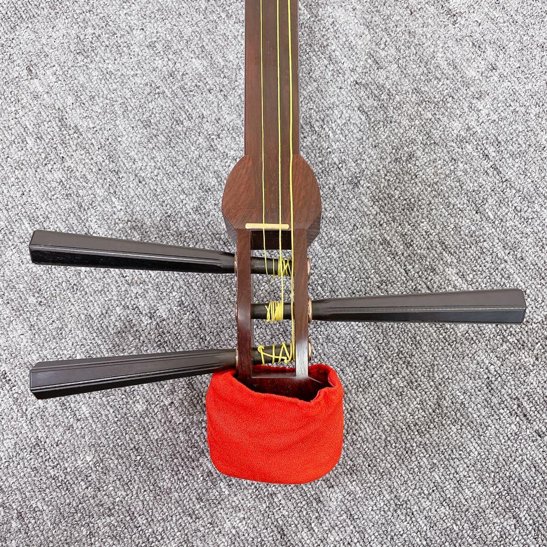 三味線 中棹 紅木 一本溝 犬皮 子持ち綾杉彫り 和楽器