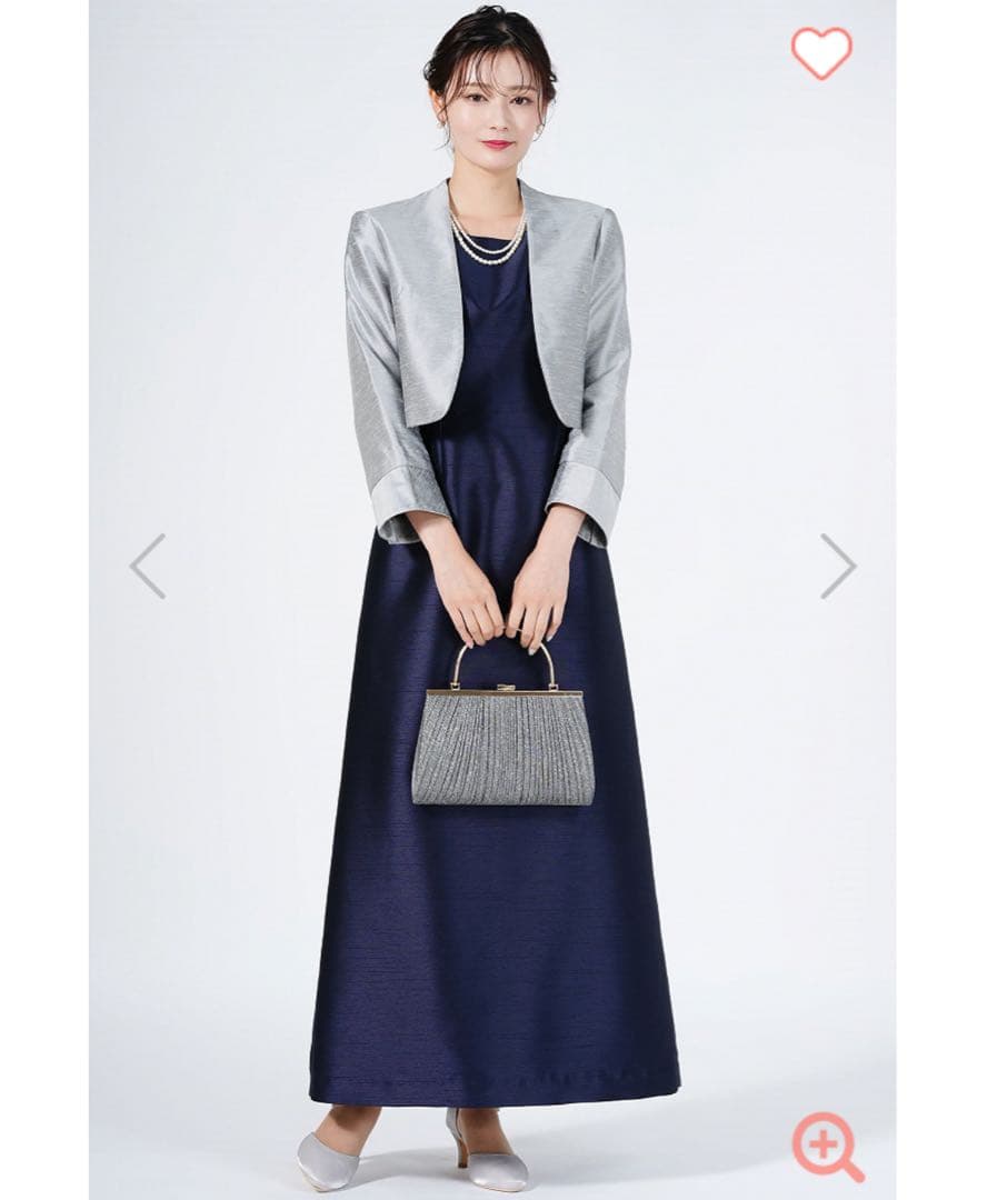 東京ソワール　光沢ネイビーロングドレス