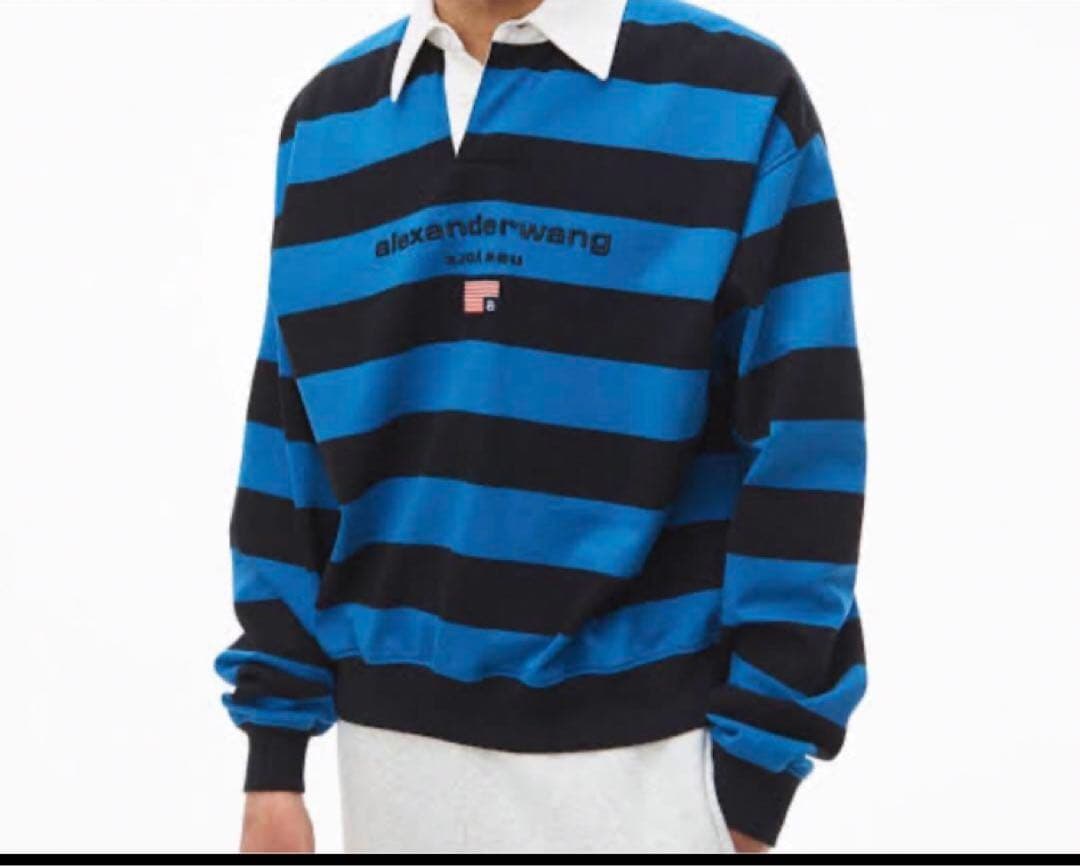 alexander wang ストライプポロシャツ 長袖