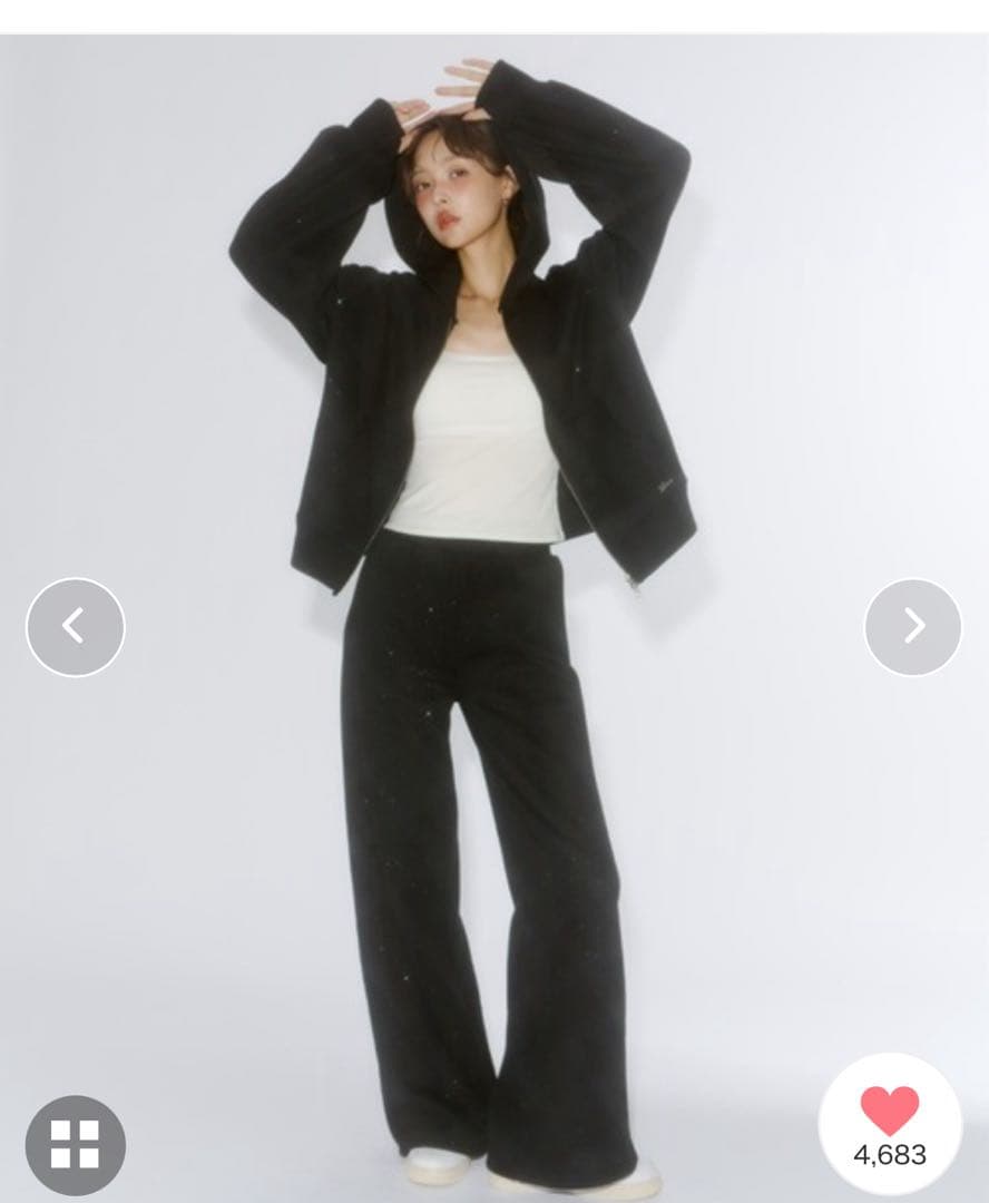 Lallana ラメココジップアップフーディー　セットアップ