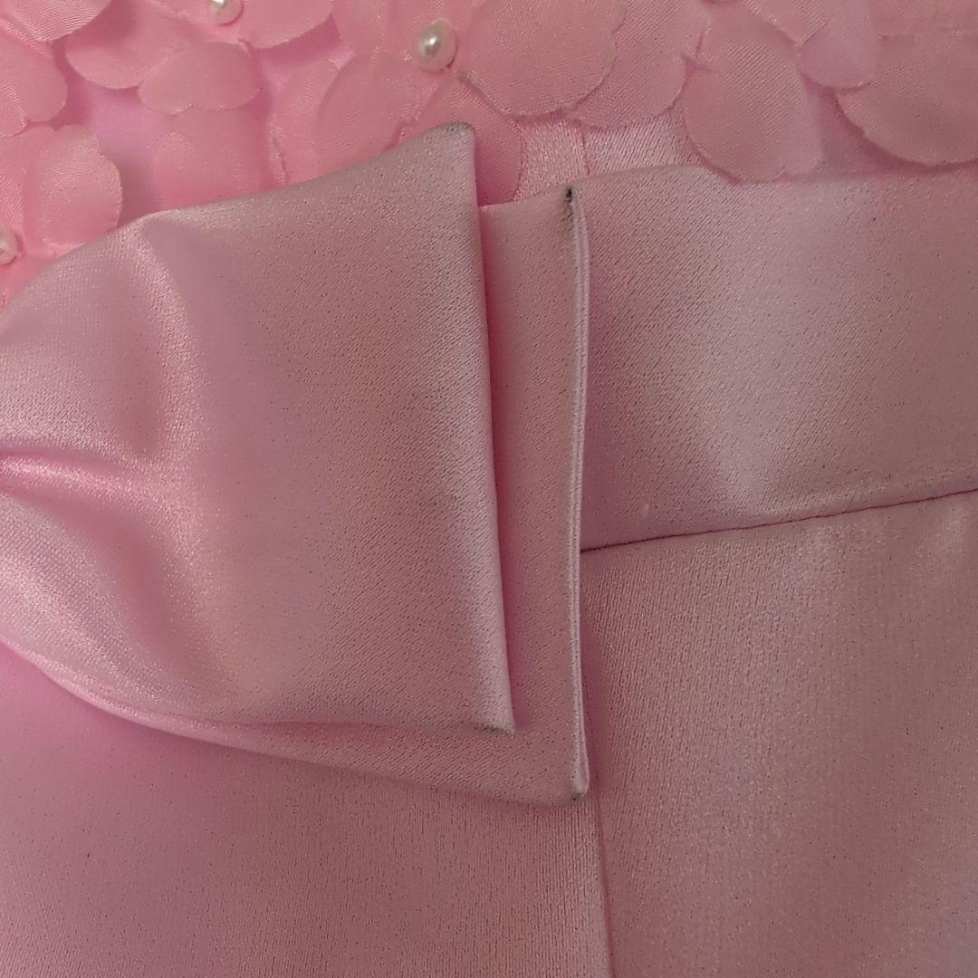 【上質サテン】ピンク カラードレス 花柄トップス お色直しにも♪