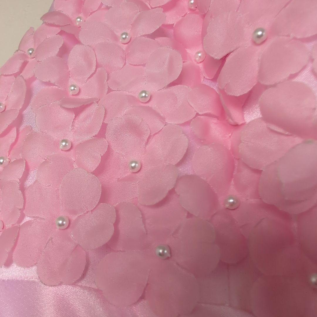 【上質サテン】ピンク カラードレス 花柄トップス お色直しにも♪
